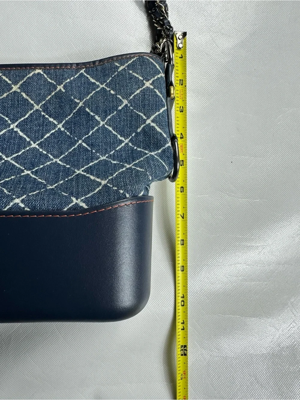 CHANEL Denim Quilted Shoulder Bag with Gold CC Charm